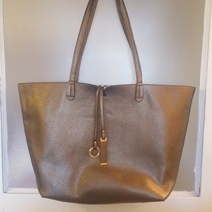 Gold and metallic reversible tote bag